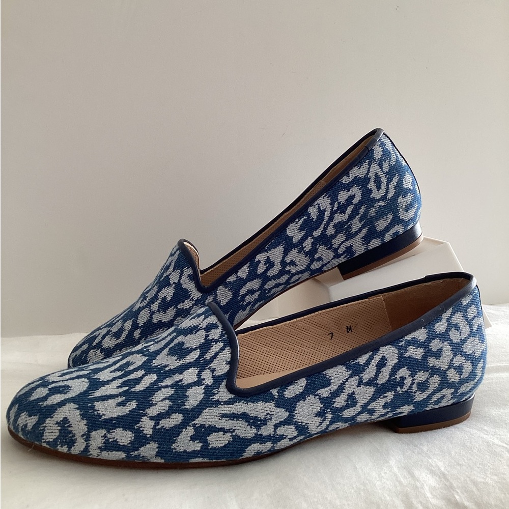 Jon Joseph Anthropology Gatsby Denim Leopard Loafers 7